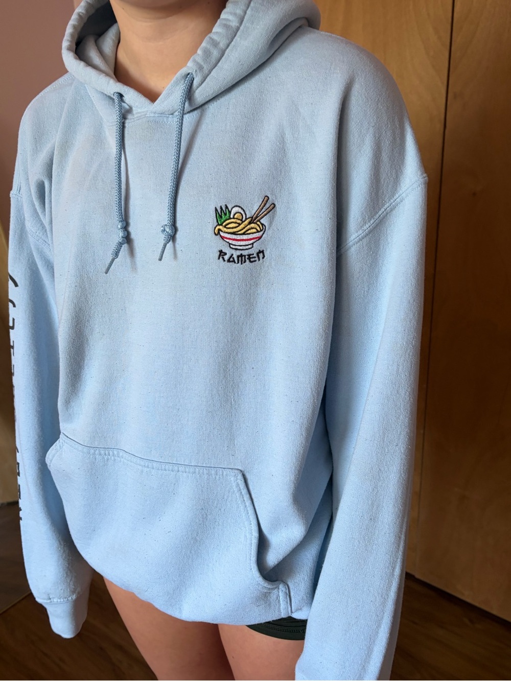 riot society Light Blue Ramen Embroidered Crewneck Hoodie